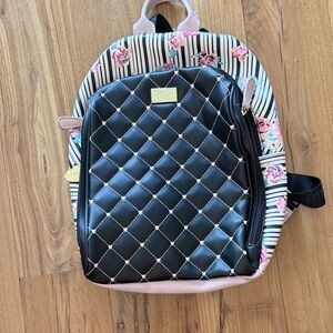Betsey Johnson  Black and Pink Quilted Women's Backpack